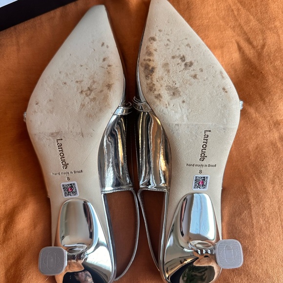 Larroude Silver Ines slingbacks (worn once) - Picture 4 of 11